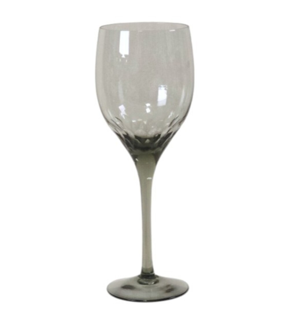 Orrefors Prelude Smoke Gray Diamond Cut Wine Glass 9.25in Swedish Elegance EUC